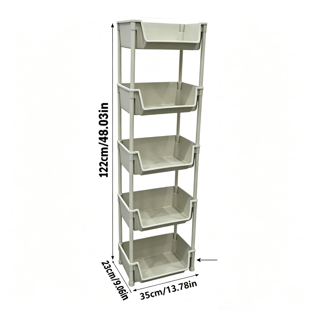 Beige Multifunctional Large-Capacity Plastic Storage Cart with Wheels – Multi-Tier Shelving Unit