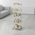 Beige Multifunctional Large-Capacity Plastic Storage Cart with Wheels – Multi-Tier Shelving Unit