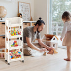 Beige Multifunctional Large-Capacity Plastic Storage Cart with Wheels – Multi-Tier Shelving Unit