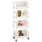 Beige Multifunctional Large-Capacity Plastic Storage Cart with Wheels – Multi-Tier Shelving Unit