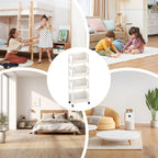 Beige Multifunctional Large-Capacity Plastic Storage Cart with Wheels – Multi-Tier Shelving Unit