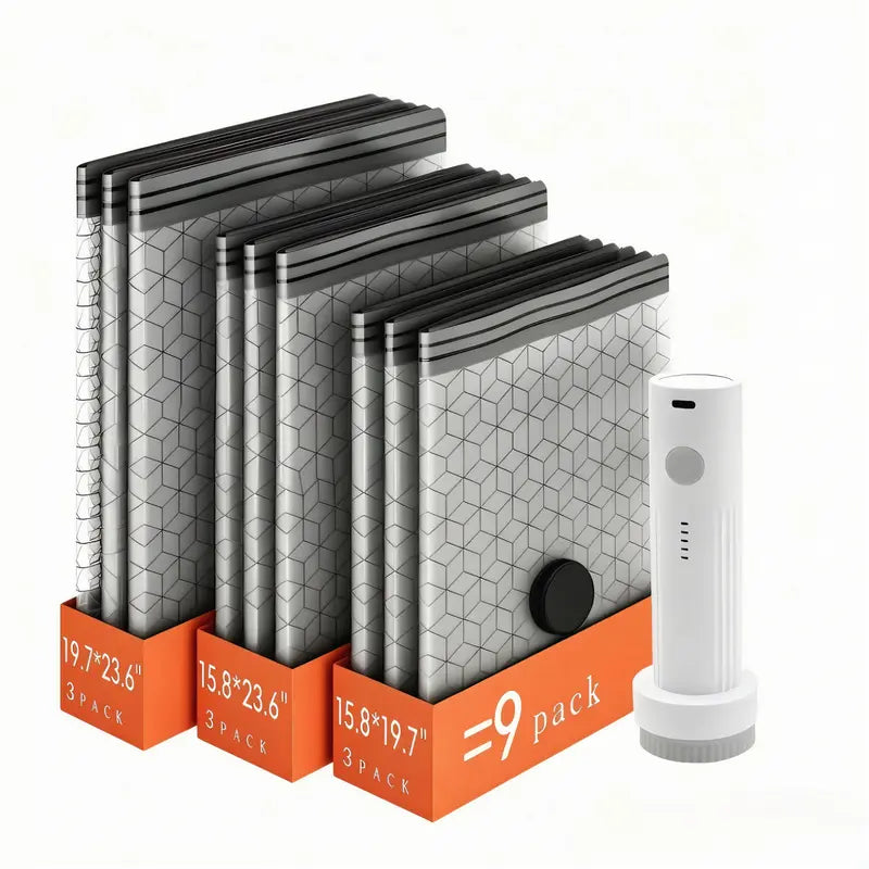 Wireless Travel Vacuum Storage Bag Set (Includes Rechargeable Air Pump)
