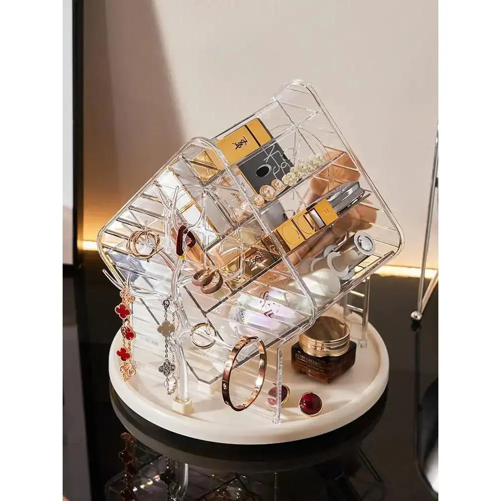 360-Degree Rotatable Compartmentalized Cosmetic Organizer Box
