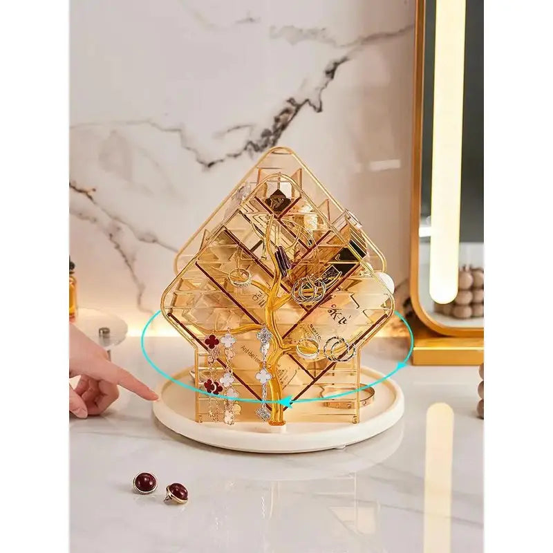 360-Degree Rotatable Compartmentalized Cosmetic Organizer Box