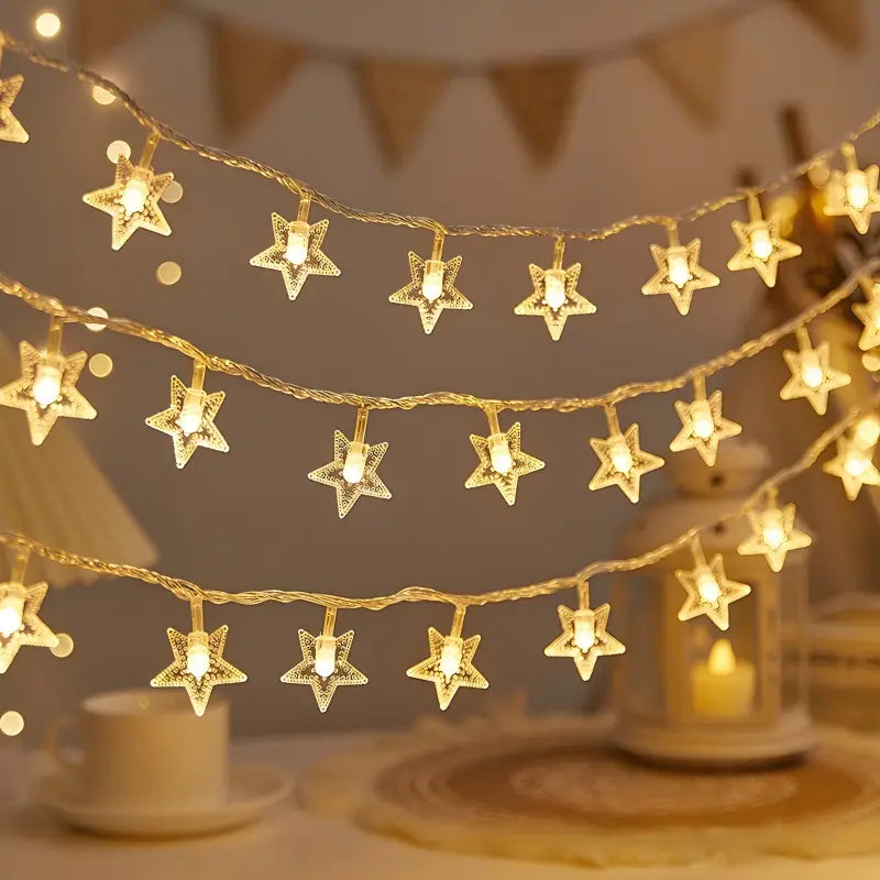 Star String Lights, LED Plug in String Lights Warm White Fairy Lights for Christmas/Wedding/Party Indoor and Outdoor Decoration