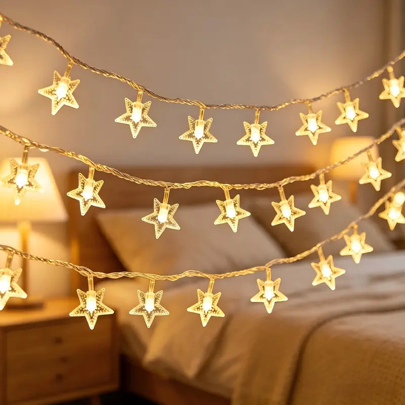 Star String Lights, LED Plug in String Lights Warm White Fairy Lights for Christmas/Wedding/Party Indoor and Outdoor Decoration