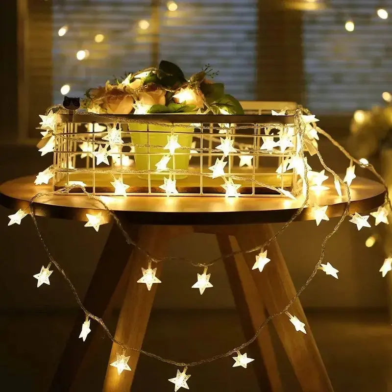 Star String Lights, LED Plug in String Lights Warm White Fairy Lights for Christmas/Wedding/Party Indoor and Outdoor Decoration