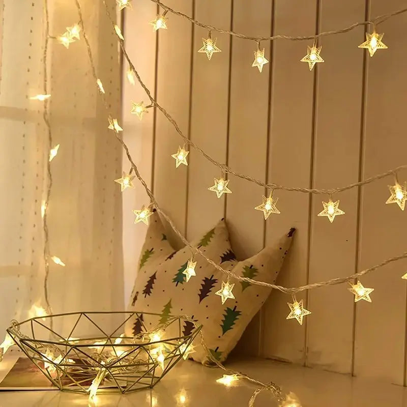 Star String Lights, LED Plug in String Lights Warm White Fairy Lights for Christmas/Wedding/Party Indoor and Outdoor Decoration