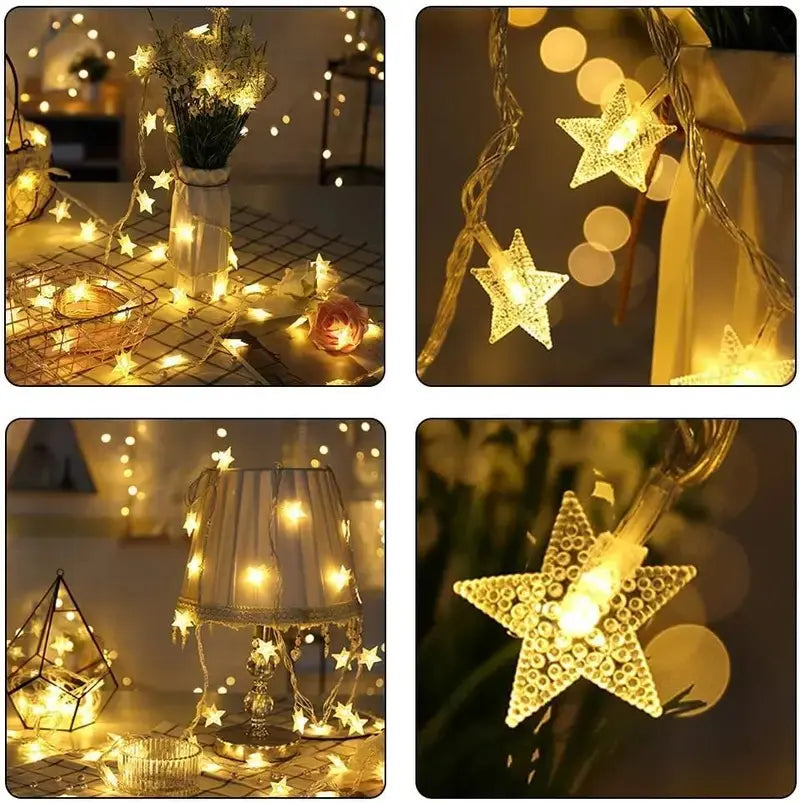 Star String Lights, LED Plug in String Lights Warm White Fairy Lights for Christmas/Wedding/Party Indoor and Outdoor Decoration