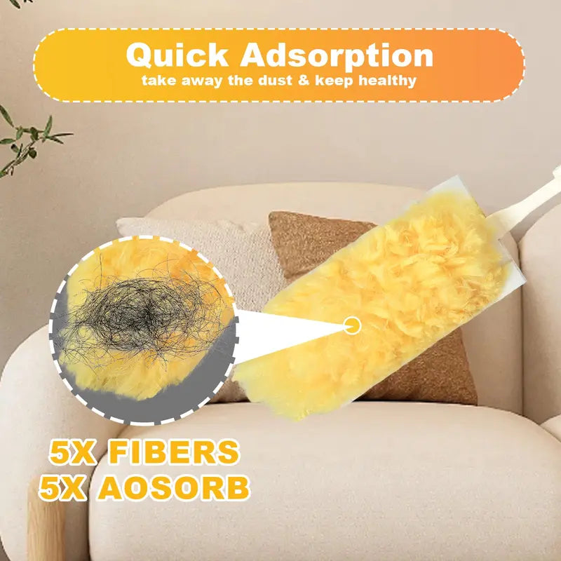 Disposable Electrostatic Duster Refills (50-Pack) - Simple Synthetic House Cleaning Tool Replacement Parts, Home-Friendly Duster Replacement Head, Adsorbent Fibers Grab Fine Dust, Bendable Head for Hard-to-Reach Areas