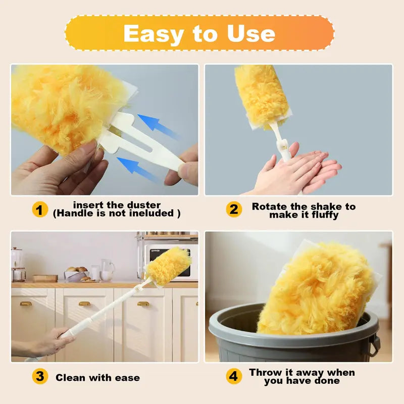 Disposable Electrostatic Duster Refills (50-Pack) - Simple Synthetic House Cleaning Tool Replacement Parts, Home-Friendly Duster Replacement Head, Adsorbent Fibers Grab Fine Dust, Bendable Head for Hard-to-Reach Areas