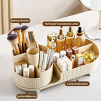 Rotating Makeup Organizer for Vanity with Brush Holder