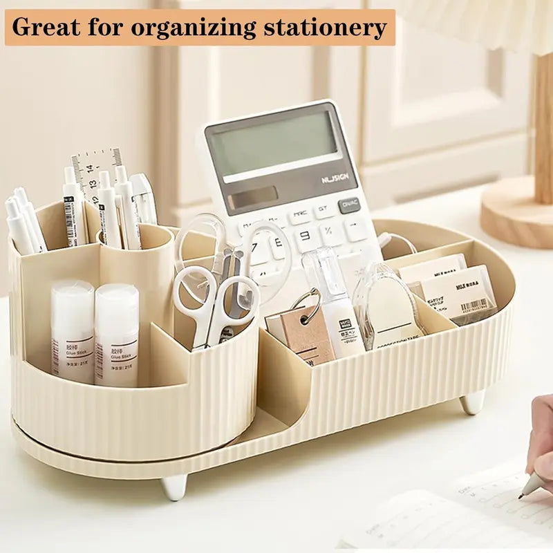 Rotating Makeup Organizer for Vanity with Brush Holder